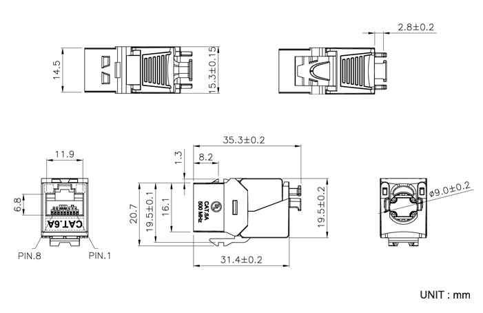 C6A/6/5E 180 DEGREE UTP TOOL FREE KEYSTONE JACK (KJ36F-XX ... category 5e keystone jack wiring diagram 